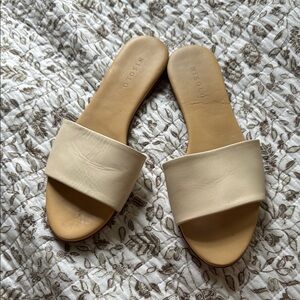 Cream Minimalist Sandals with Wide Strap